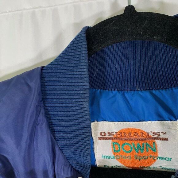 Oshman's Down Vest Men's Medium Blue Full Zip Down Feathers Fill Pockets - Picture 8 of 11